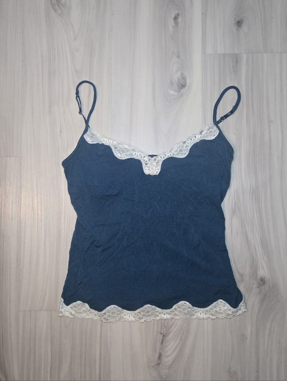 Vintage Express Design Studio Teal Lace Trim Camisole Top Small Y2K